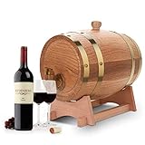 Botte in rovere, 1,5/3/5/10 l, dispenser di vino, whisky, grappa, bourbon, tequila, per la casa,...