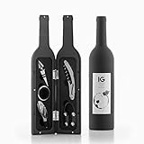 InnovaGoods, Cofanetto di Accessori per Vino a Forma di Bottiglia, Acciaio Inox, Nero, 7 x 7 x...
